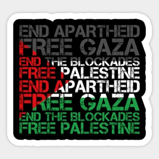 Palestine Flag Wordcloud - End Apartheid Free Palestine Sticker